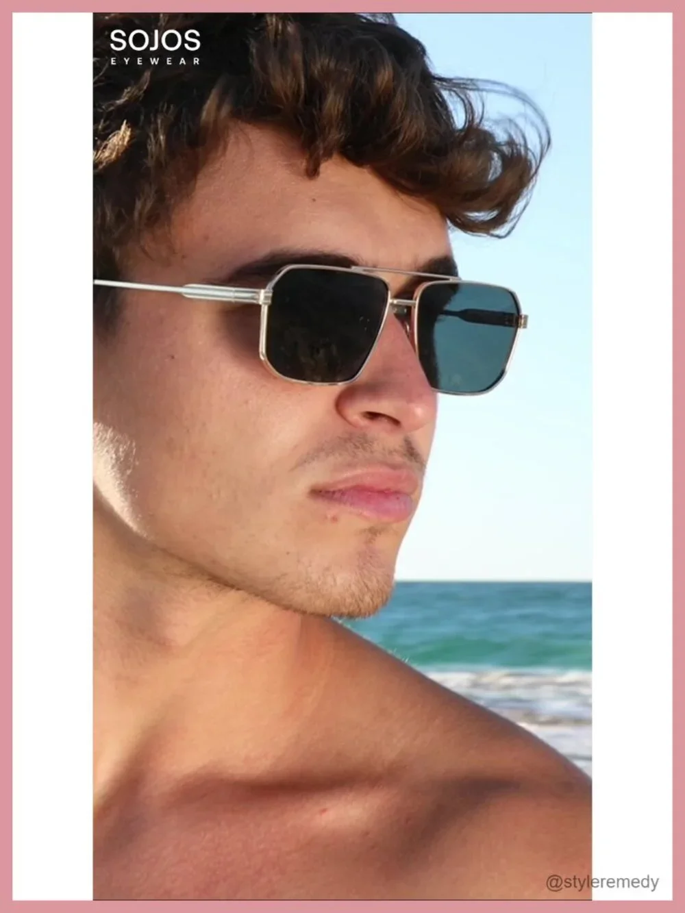 Retro Polarized Square Sunglasses Double Bridge Metal UV Protection Unisex